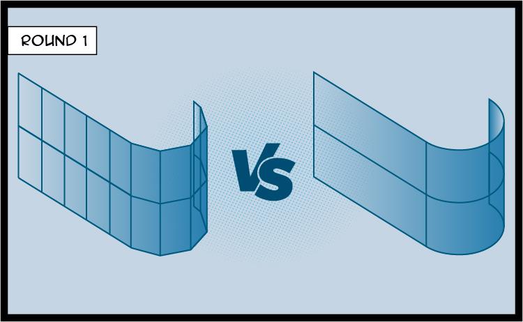 Segmented vs Curved Glass facade Cristacurva