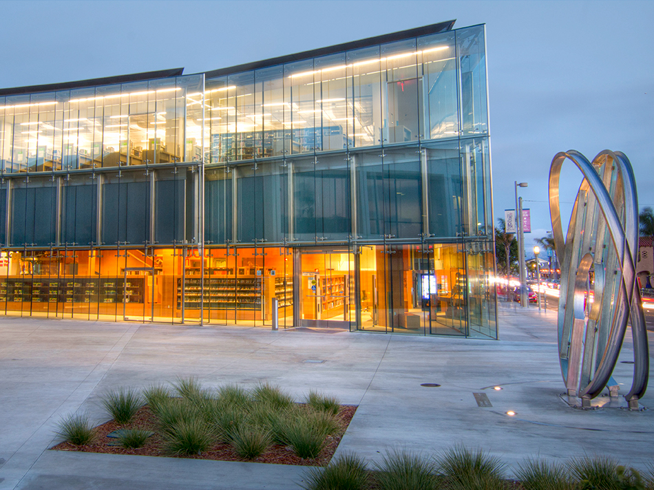 Manhattan Beach Library double skin facade glass walkable glass