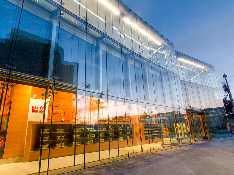 Manhattan Beach Library double skin facade glass walkable glass