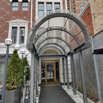 Viceroy Hotel curved glass canopy